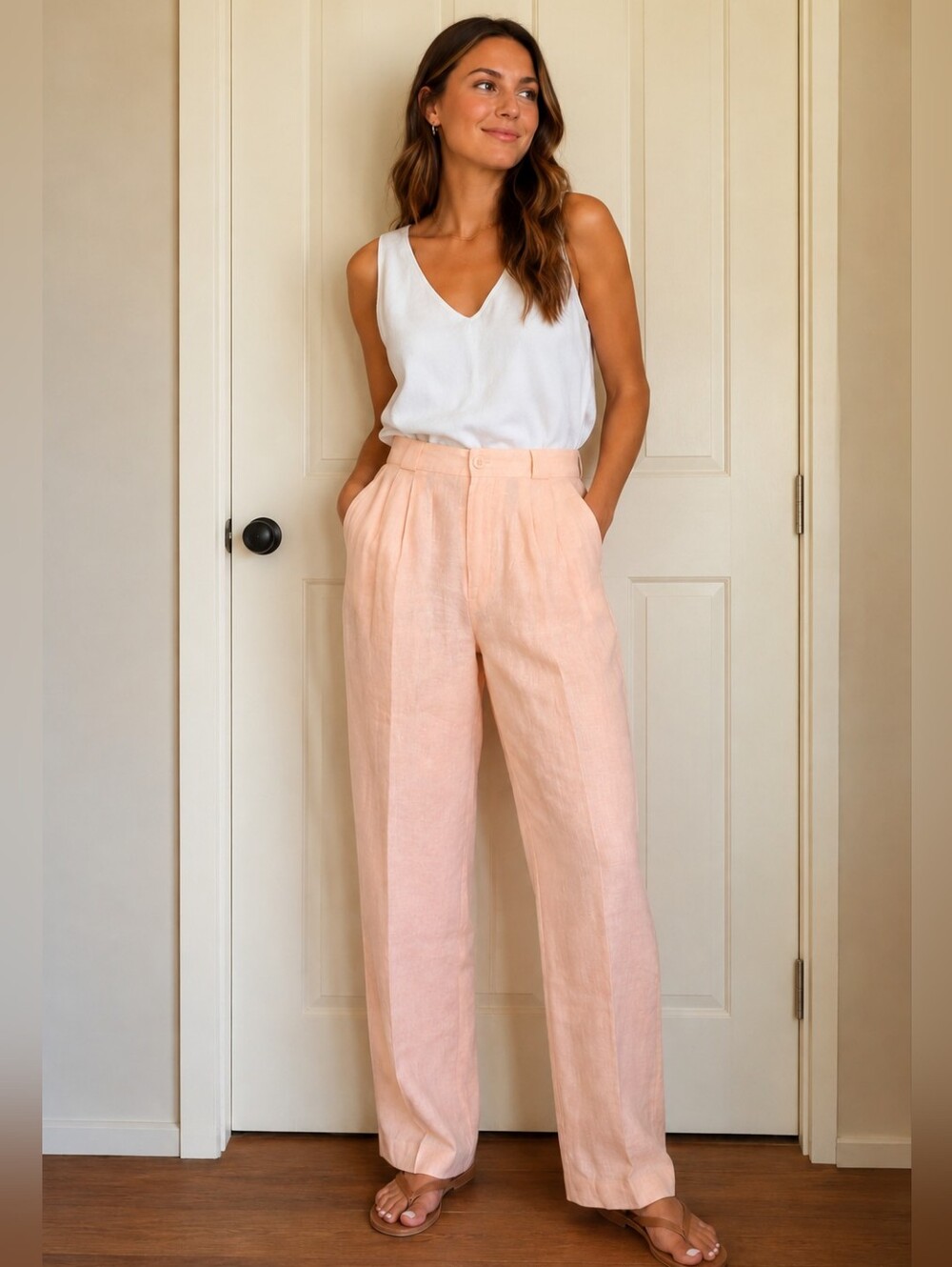 Collectible Gold High-Waisted Linen Pants